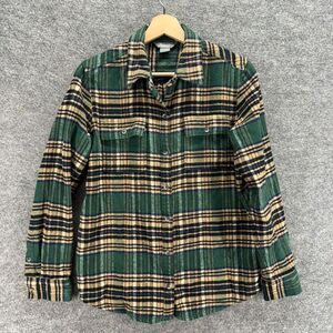 Natural Shirt Women S Small Green Plaid Button Up Collared Long Sleeve Cotton